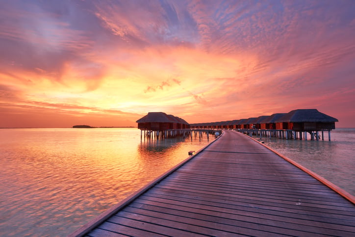 Un coucher de soleil aux Maldives