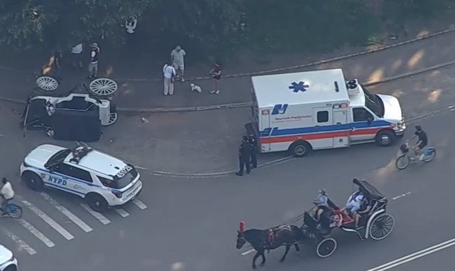 Capture d'&eacute;cran montrant la cal&egrave;che renvers&eacute;e sur le sol 