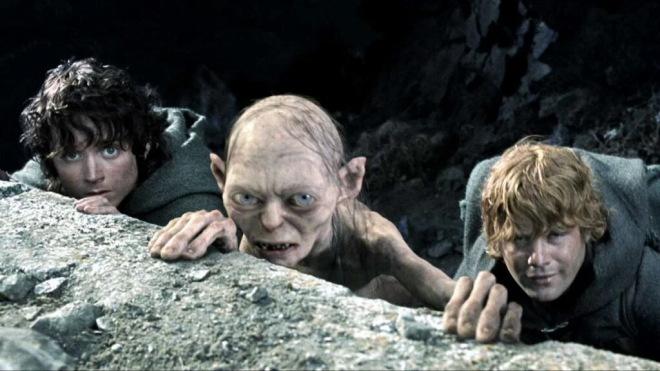Frodon, Gollum et Sam dans 