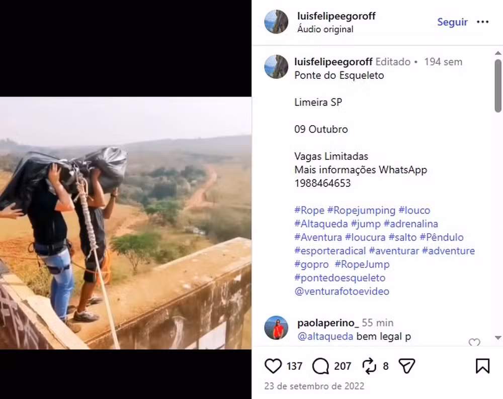Capture d'&eacute;cran d'une vid&eacute;o publi&eacute;e, en septembre 2022, sur le compte Instragam de Luis Felipe Feliciano Egoroff