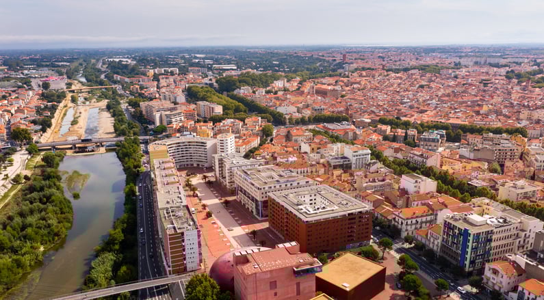 Vue aérienne de la ville de Perpignan