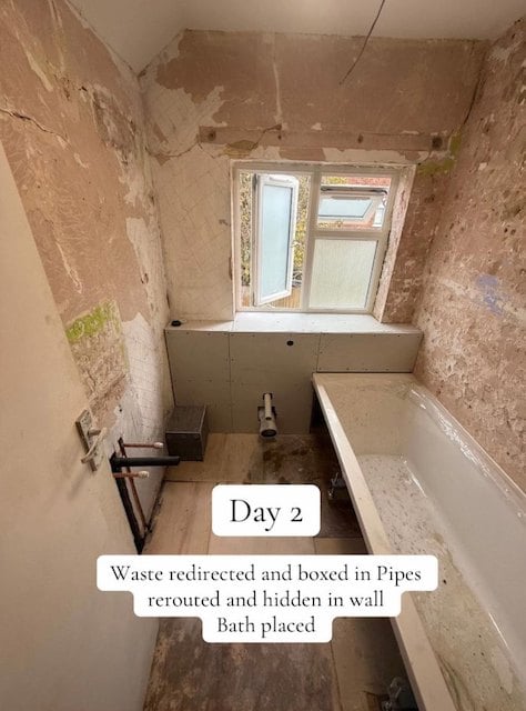 La salle de bain pendant la rénovation 