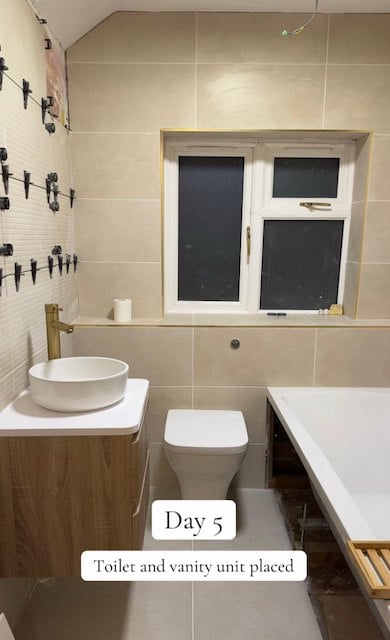 La salle de bain pendant la rénovation 