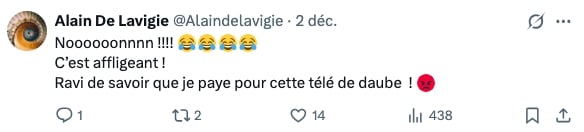 Capture d'écran d'un message posté sur le réseau social X