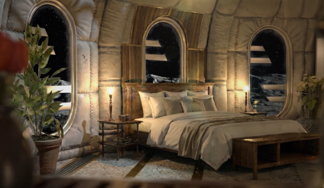 La chambre de l'h&ocirc;tel sur la Lune