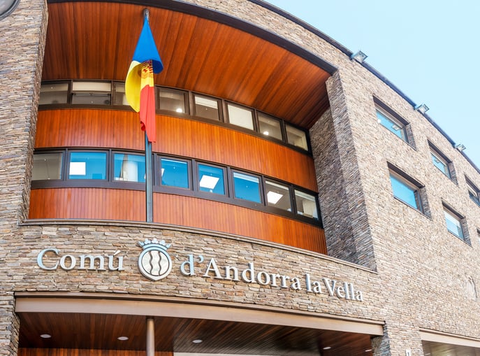 Fa&ccedil;ade d'un b&acirc;timent officiel de la principaut&eacute; d'Andorre