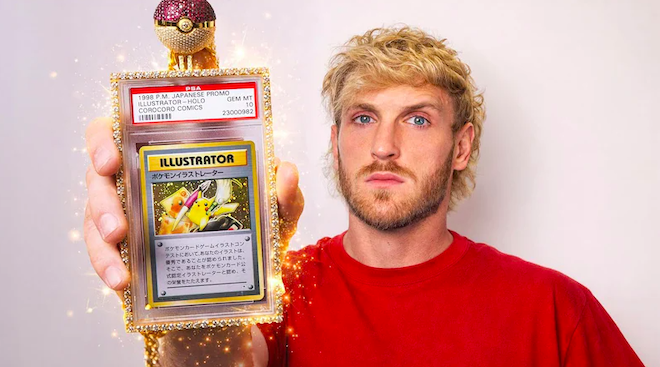 Logan Paul et sa carte Pok&eacute;mon Illustrator
