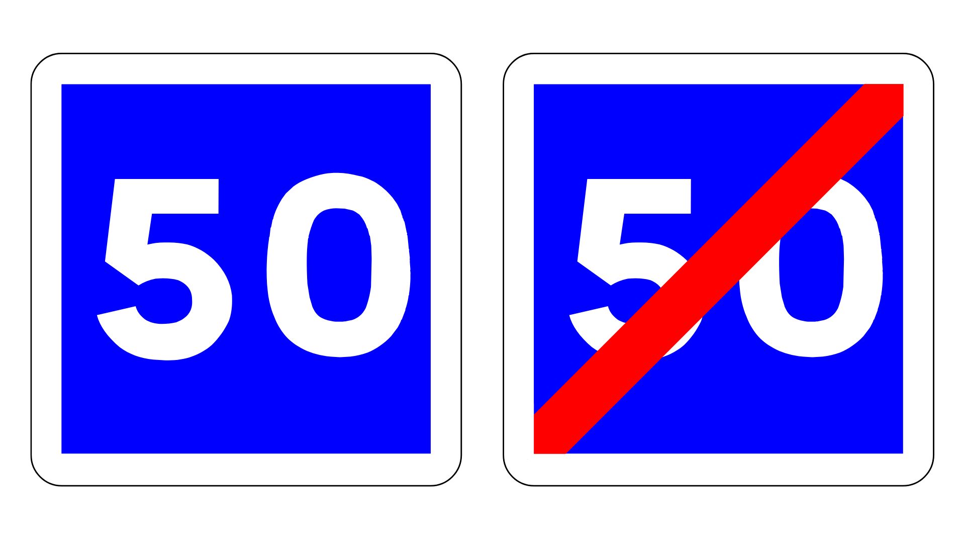 Panneau de limite de vitesse recommand&eacute;e en France