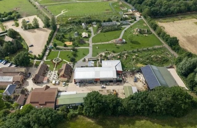 Vue a&eacute;rienne du zoo &laquo; Johnsons of Old Hurst &raquo;, dans le Cambridgeshire, en Angleterre