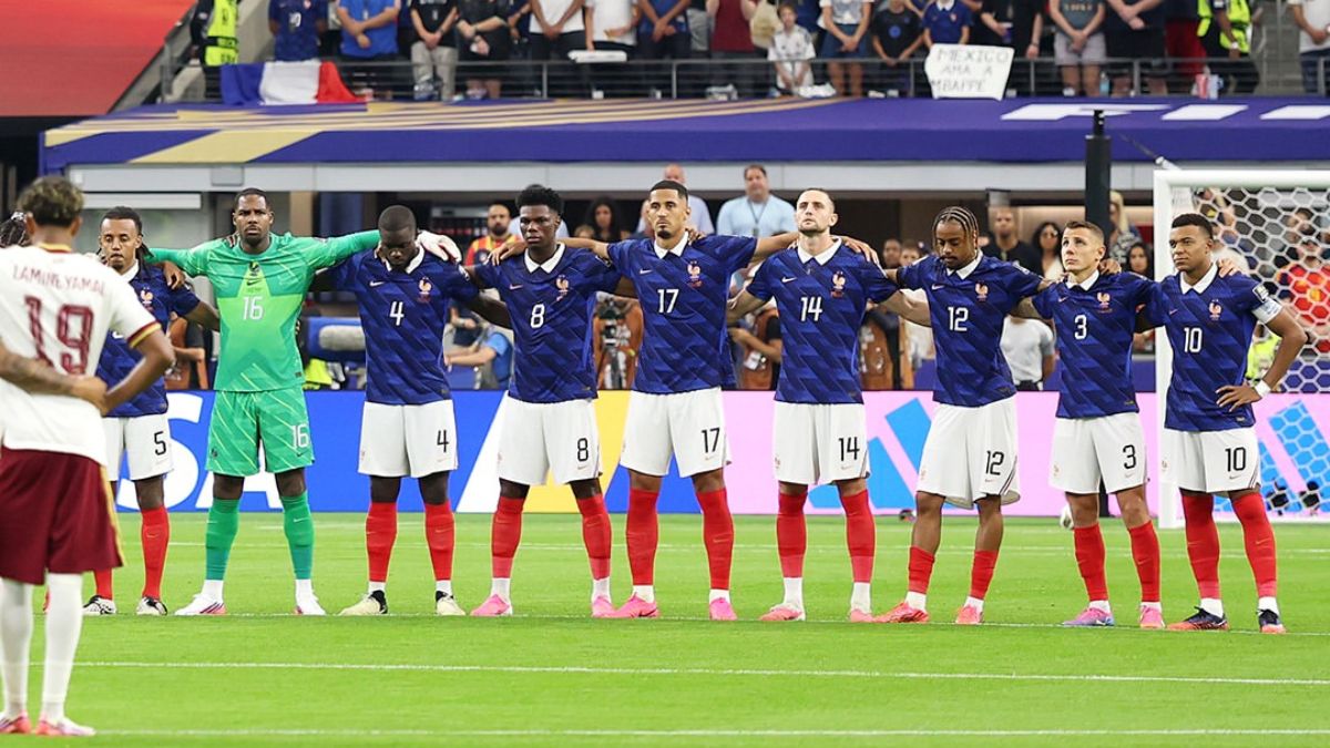 L'&eacute;quipe de France de football, &agrave; l'occasion de la demi-finale du Mondial 2026 face &agrave; l'Espagne, le 14 juillet &agrave; Dallas (&Eacute;tats-Unis)