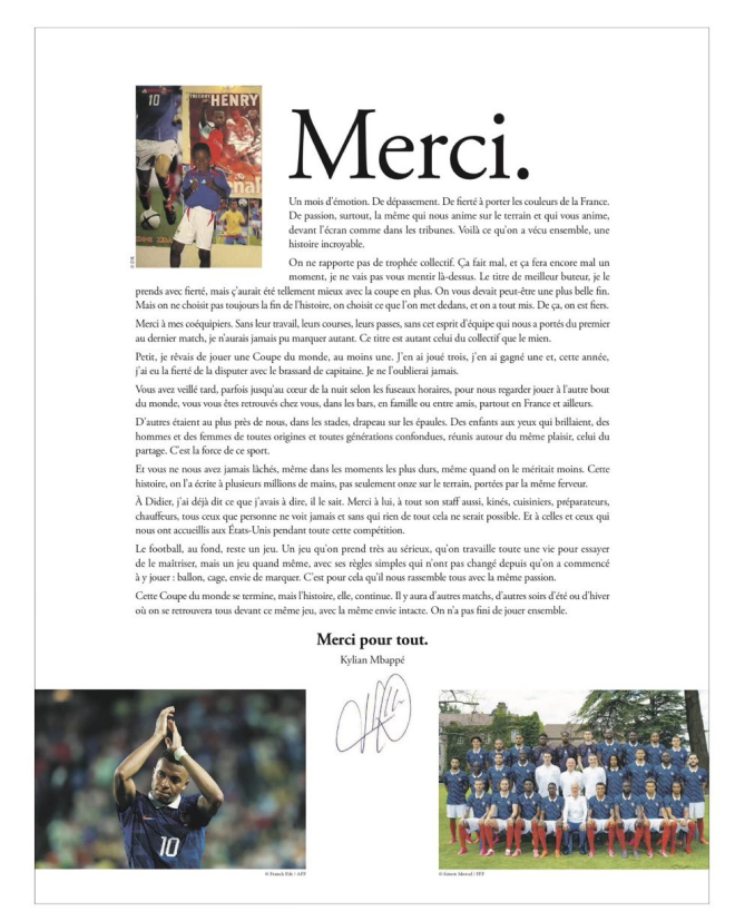 La lettre de Kylian Mbapp&eacute;
