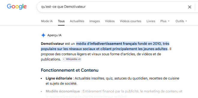 Les réponses IA sur Google