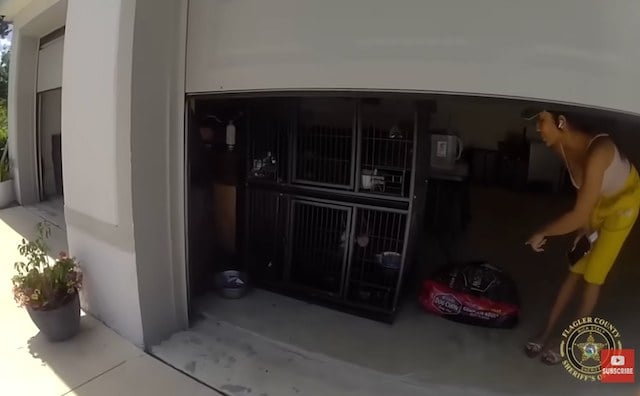 La propri&eacute;taire des animaux dans le garage 