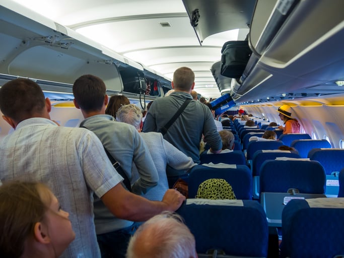 Les passagers &agrave; bord d'un avion