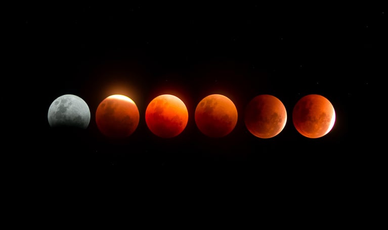 Les phases d'une &eacute;clipse lunaire