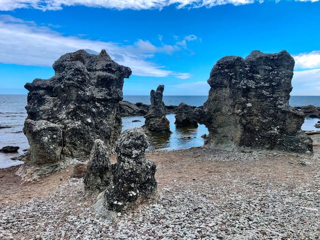 Formations g&eacute;ologiques de la pierre de Raukar &agrave; Gotland, Su&egrave;de