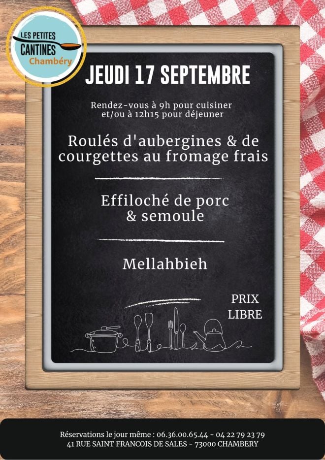 Le menu d'un restaurant &agrave; prix libre