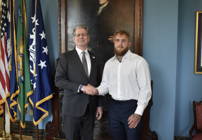 Scott Bessent, secr&eacute;taire au Tr&eacute;sor des &Eacute;tats-Unis et Jake Paul