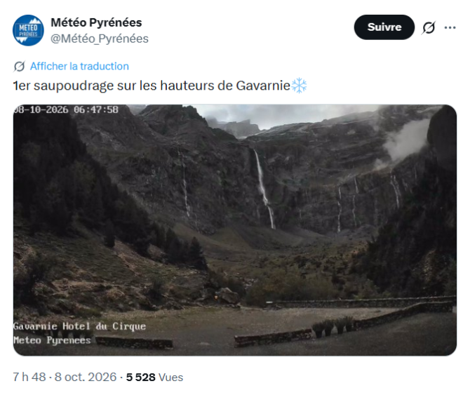 Les flocons sur le cirque de Gavarnie