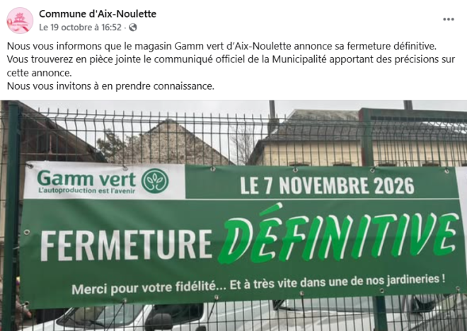 La fermeture du Gamm Vert