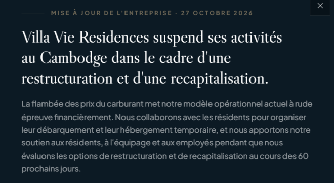 Le message de Villa Vie Residences