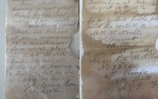 La lettre &eacute;crite par Malcolm Alexander Neville