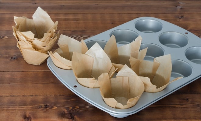 des caissettes &agrave; muffins en papier sulfuris&eacute;