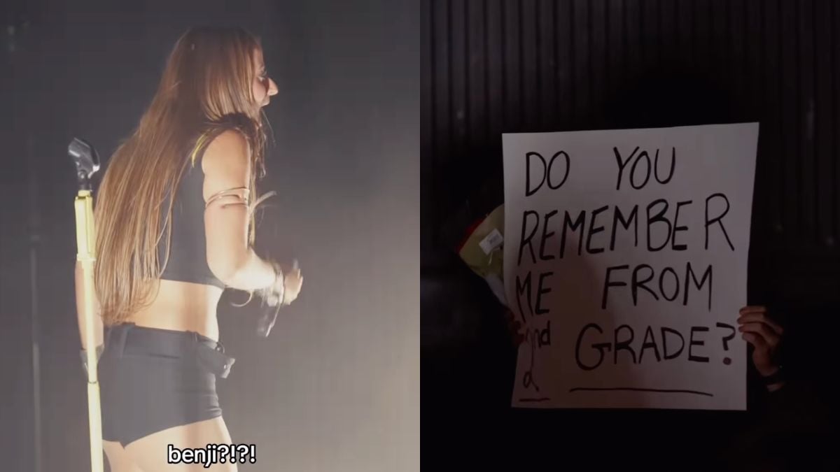 La chanteuse Natalie Jane s'interrompt, en plein concert, en reconnaissant le gar&ccedil;on qui la harcelait &agrave; l'&eacute;cole