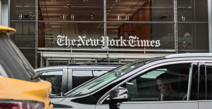 Fa&ccedil;ade de l'immeuble abritant les locaux du New York Times