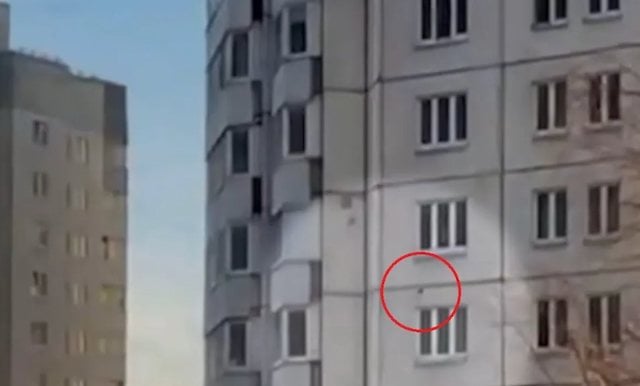 Capture d'&eacute;cran montrant le b&eacute;b&eacute; en train de chuter 