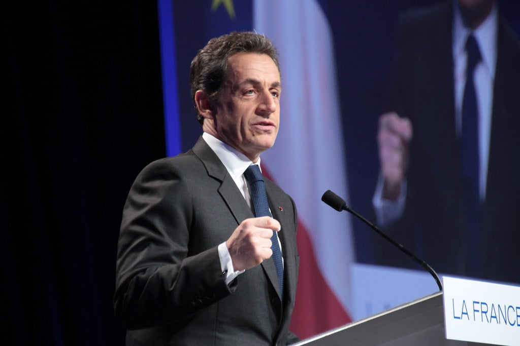 Nicolas Sarkozy lors d'un meeting &agrave; Lyon, en 2012