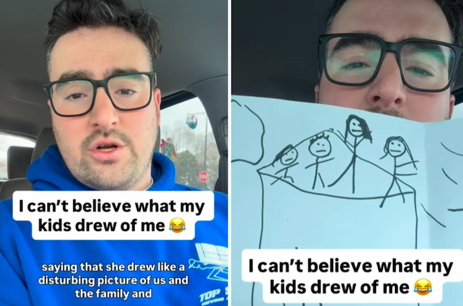 Mike Zazzara montre le dessin de sa fille