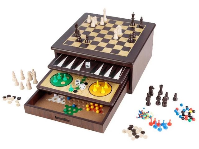 Coffret de dix jeux en bois