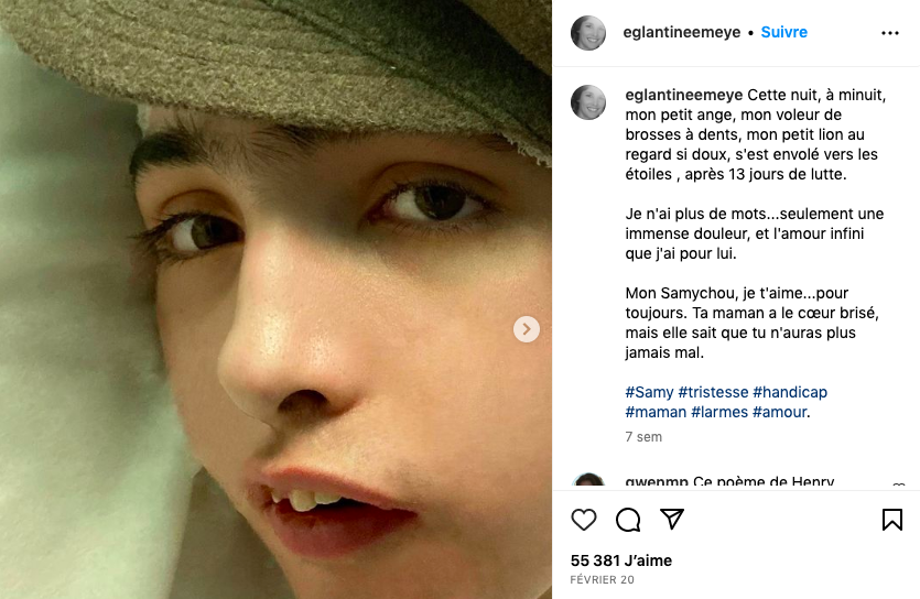 On sait désormais de quoi est mort Samy, le fils autiste d'Églantine Éméyé