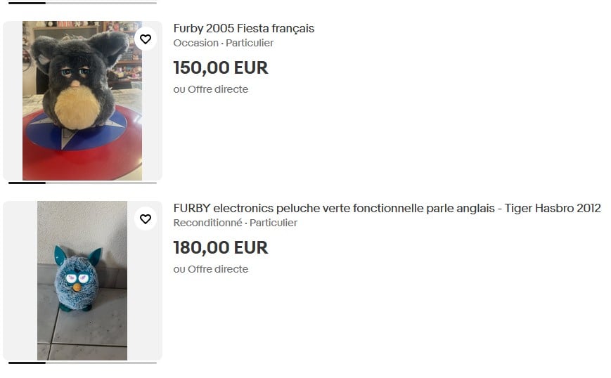 Capture d'&eacute;cran Ebay avec Furby