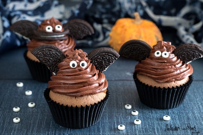24 Décorations Chauve-souris Halloween Pour Gâteaux Et Cupcakes - Paillettes Noires, Avec Pics Et Supports