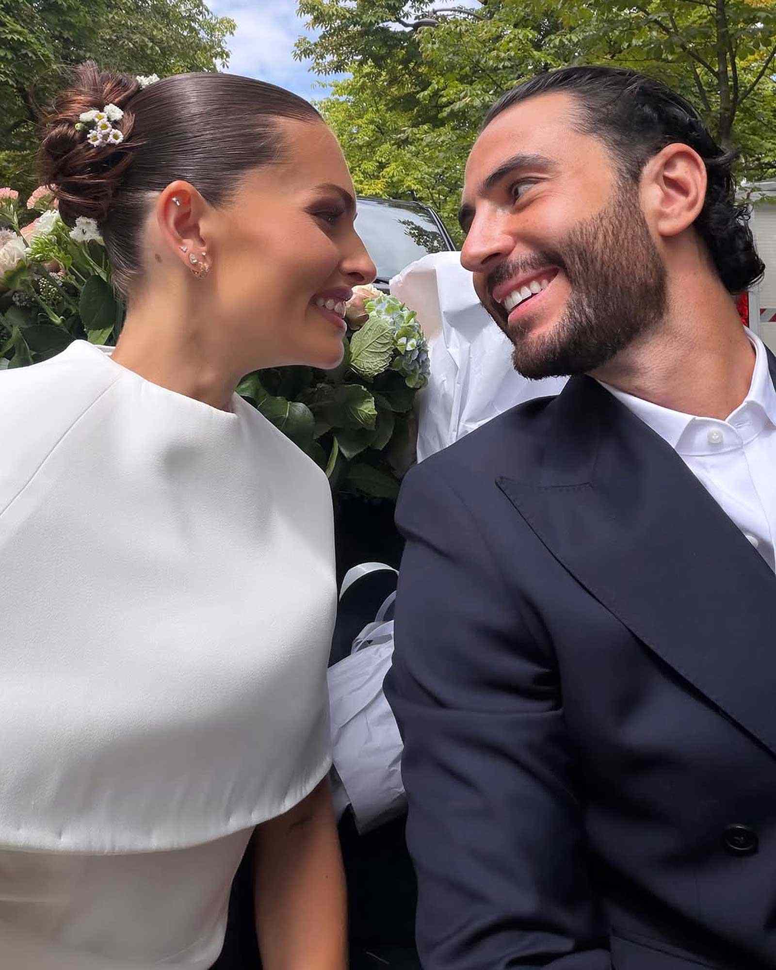 Thylane Blondeau et son mari Ben Attal lors de leur mariage