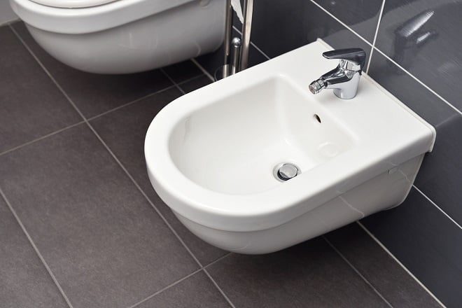 Bidet blanc dans une salle de bain