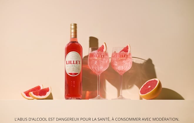 bouteille et verre de Lillet Rosé Spritz