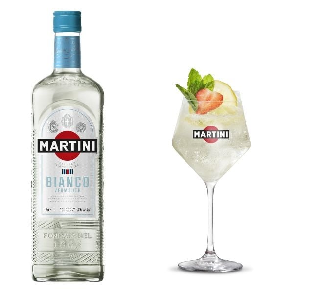 bouteille de Martini Blanco et cocktail type Spritz
