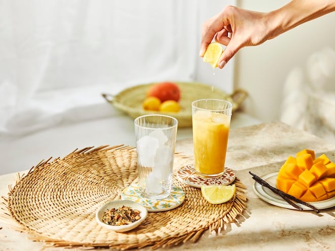 mocktail à la mangue et thé glacé