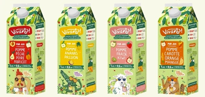 4 bouteilles de jus de fruits Vivants !