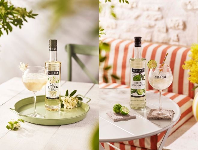 les liqueurs VEDRENNE à la fleur de sureau et à la bergamote