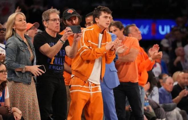 Ben Stiller et Timoth&eacute;e Chalamet au Madison Square Garden