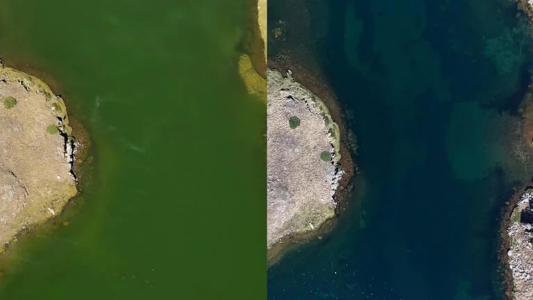 Comparatif avant-apr&egrave;s du lac