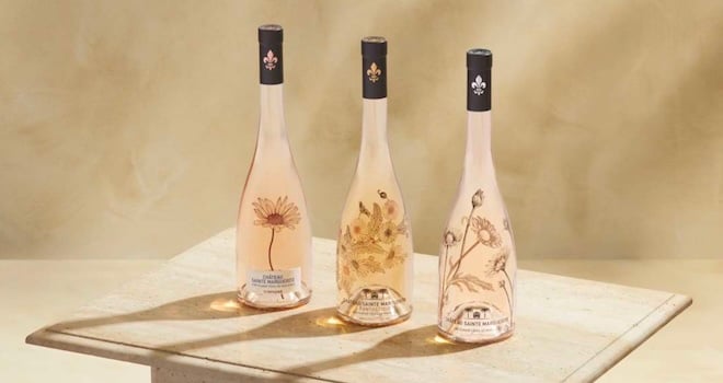 trois bouteilles de vins rosés Château Sainte Marguerite