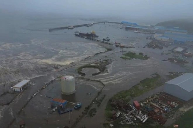 Inondations dans l'archipel des Kouriles en Russie