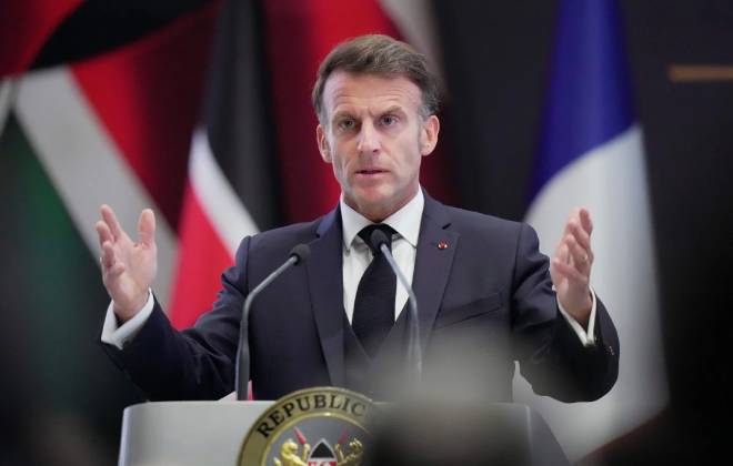 Emmanuel Macron lors d'un discours au K&eacute;nya