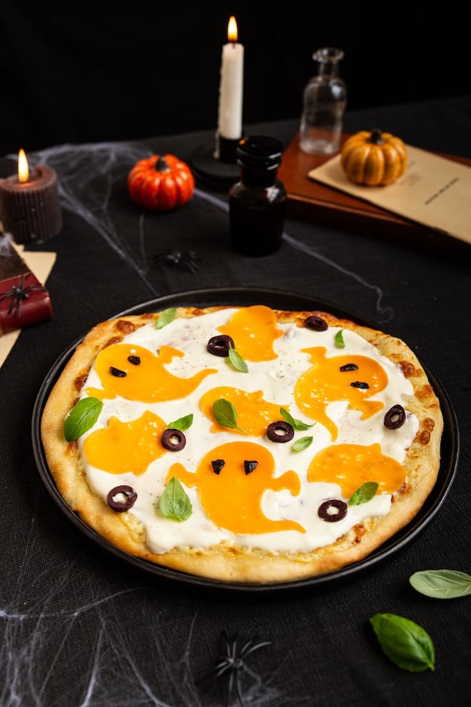 pizza d'Halloween à la mimolette