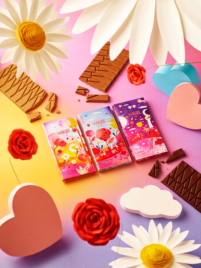 tablettes de chocolat &eacute;dition Saint-Valentin de la Maison Weiss